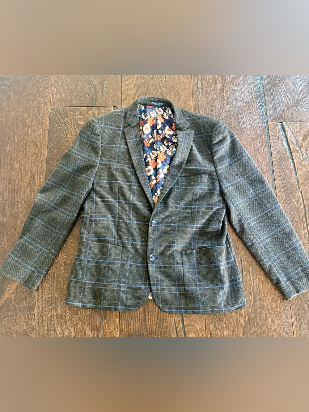 Paisley & Gray Gray Plaid Blazer with Blue Windowpane $225